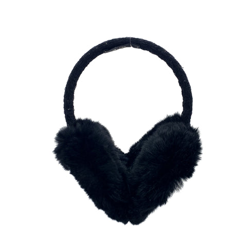 CHANEL EARMUFFS COCOMARK BLACK GOLD RABBIT FUR 90319709