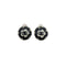 CHANEL EARRINGS CAMELLIA COCOMARK ROUND BLACK SILVER ACCESSORY 04S 90339136