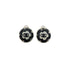 CHANEL EARRINGS CAMELLIA COCOMARK ROUND BLACK SILVER ACCESSORY 04S 90339136