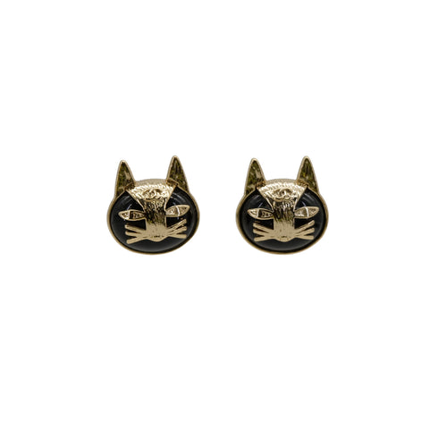 CHANEL EARRINGS CAT MOTIF COCOMARK BLACK ACCESSORY D19V 90313538