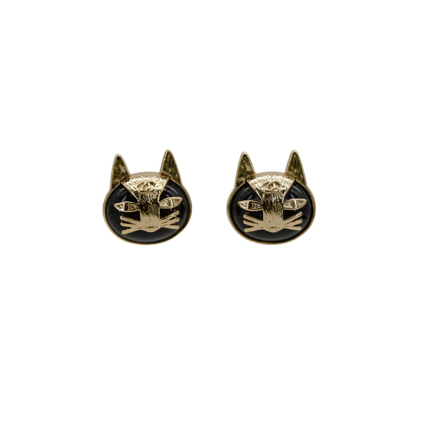 CHANEL EARRINGS CAT MOTIF COCOMARK BLACK ACCESSORY D19V 90313538