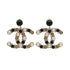CHANEL EARRINGS COCOMARK FAUX PEARL RHINESTONE BLACK GOLD ACCESSORY B19B 90325620