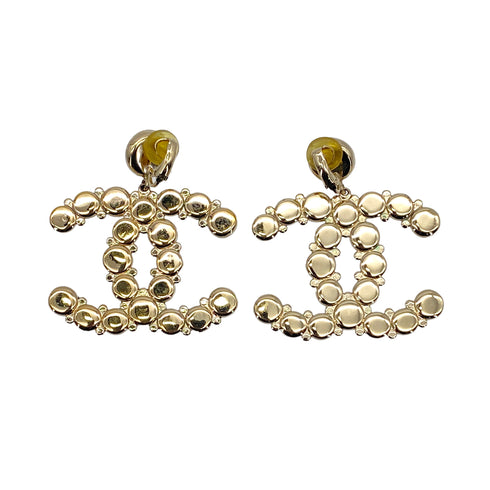 CHANEL EARRINGS COCOMARK FAUX PEARL RHINESTONE BLACK GOLD ACCESSORY B19B 90325620