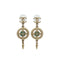 CHANEL EARRINGS COCOMARK FLOWER SWING GOLD LIGHT BLUE ACCESSORY A18C 90323988