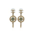 CHANEL EARRINGS COCOMARK FLOWER SWING GOLD LIGHT BLUE ACCESSORY A18C 90323988