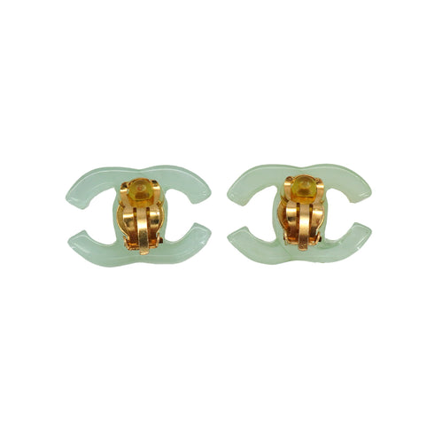 CHANEL EARRINGS COCOMARK GREEN ACCESSORY 01P 90334884