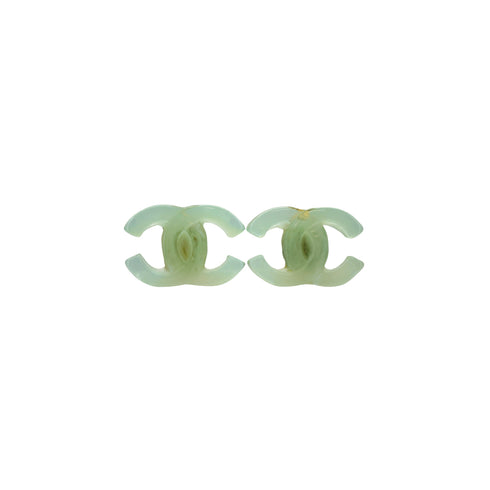 CHANEL EARRINGS COCOMARK GREEN CLEAR ACCESSORY 01P 90341468