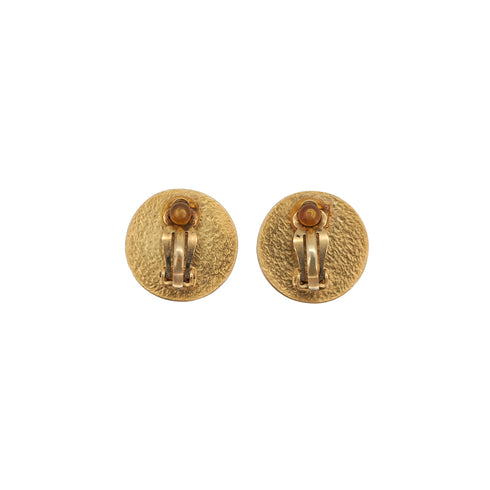 CHANEL EARRINGS COCOMARK ROUND GOLD BLACK ACCESSORY 01P 90323154