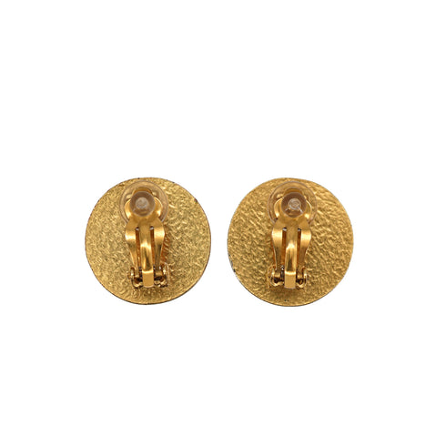 CHANEL EARRINGS COCOMARK ROUND GOLD BLACK ACCESSORY 01P 90335623
