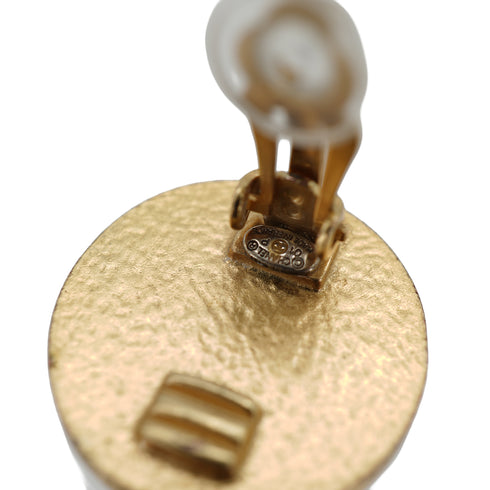 CHANEL EARRINGS COCOMARK ROUND GOLD BLACK ACCESSORY 01P 90335623