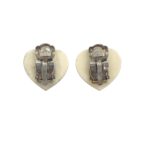 CHANEL EARRINGS HEART COCOMARK WHITE PINK GREEN ACCESSORY 04C 90321093