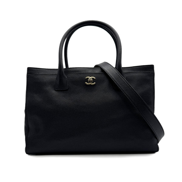 VINTAGE CHANEL EXECUTIVE TOTE SHOULDER BAG BLACK LEATHER 90314332