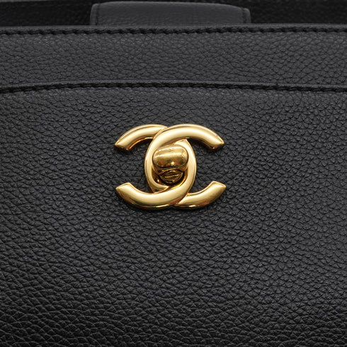 CHANEL EXECUTIVE TOTE HAND BAG BLACK LEATHER GOLD HARDWARE 90335833
