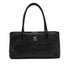 CHANEL EXECUTIVE TOTE SHOULDER BAG BLACK LEATHER SILVER HARDWARE 90333744