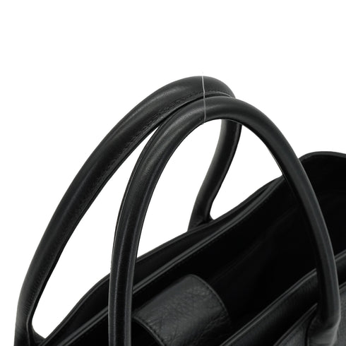 CHANEL EXECUTIVE TOTE SHOULDER BAG BLACK LEATHER SILVER HARDWARE 90341902