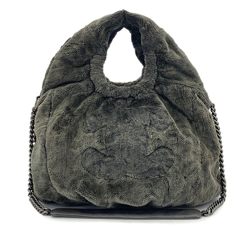 CHANEL FAUX FUR 2WAY CHAIN HAND SHOULDER BAG KAHKI 90321635