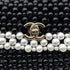 CHANEL FAUX PEARL CHAIN SHOULDER BAG WHITE BLACK GOLD HARDWARE 90317003