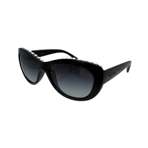 CHANEL FAUX PEARL LOGO SUNGLASSES BLACK EYEWEAR 90320184