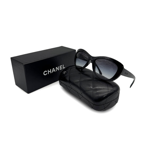 CHANEL FAUX PEARL LOGO SUNGLASSES BLACK EYEWEAR 90320184