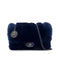 CHANEL FUR CHAIN SHOULDER BAG BLUE LAMB SKIN SILVER HARDWARE 90322023