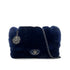 CHANEL FUR CHAIN SHOULDER BAG BLUE LAMB SKIN SILVER HARDWARE 90322023
