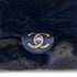 CHANEL FUR CHAIN SHOULDER BAG BLUE LAMB SKIN SILVER HARDWARE 90322023