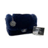 CHANEL FUR CHAIN SHOULDER BAG BLUE LAMB SKIN SILVER HARDWARE 90322023