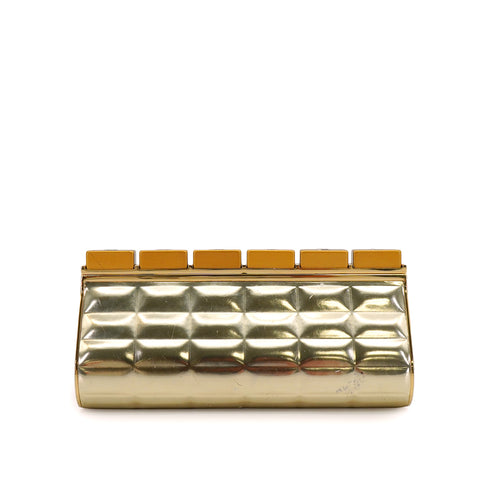 CHANEL GOLD BAR KEYBOARD CLUTCH BAG GOLD PLASTIC LEATHER 90345508