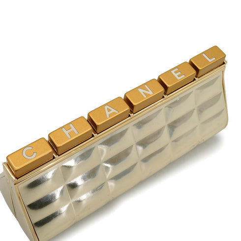 CHANEL GOLD BAR KEYBOARD CLUTCH BAG GOLD PLASTIC LEATHER 90345508