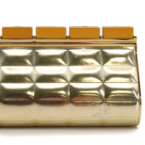 CHANEL GOLD BAR KEYBOARD CLUTCH BAG GOLD PLASTIC LEATHER 90345508