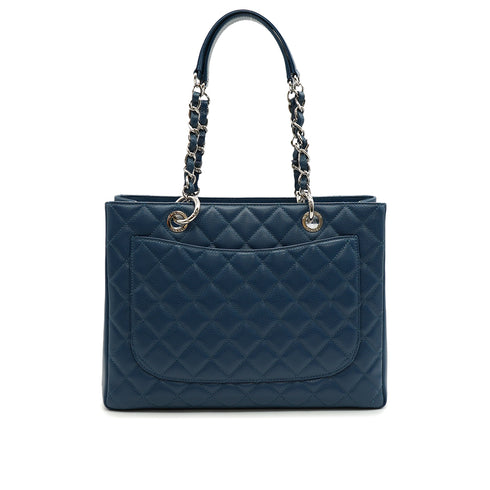 CHANEL GST BIG COCO CHAIN TOTE BAG BLUE CAVIAR SKIN SILVER HARDWARE 90346123