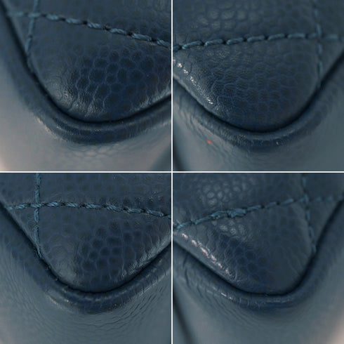 CHANEL GST BIG COCO CHAIN TOTE BAG BLUE CAVIAR SKIN SILVER HARDWARE 90346123