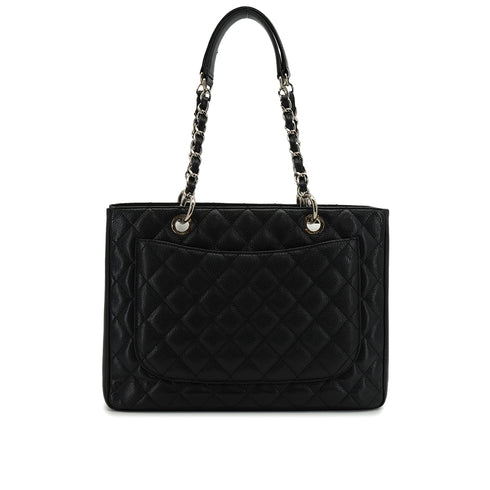 CHANEL GST BIG COCO TOTE BAG BLACK CAVIAR SKIN SILVER HARDWARE 90343613