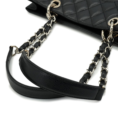 CHANEL GST BIG COCO TOTE BAG BLACK CAVIAR SKIN SILVER HARDWARE 90343613