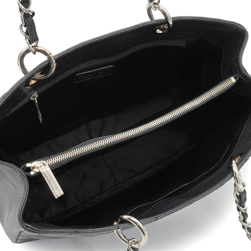 CHANEL GST BIG COCO TOTE BAG BLACK CAVIAR SKIN SILVER HARDWARE 90343613