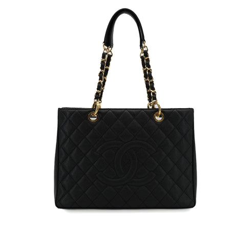 CHANEL GST TOTE BAG BLACK CAVIAR SKIN GOLD HARDWARE 90343622