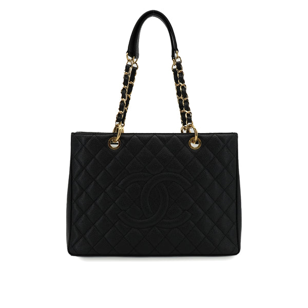 CHANEL GST TOTE BAG BLACK CAVIAR SKIN GOLD HARDWARE 90343622