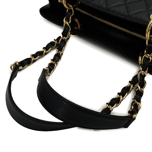 CHANEL GST TOTE BAG BLACK CAVIAR SKIN GOLD HARDWARE 90343622