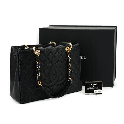 CHANEL GST TOTE BAG BLACK CAVIAR SKIN GOLD HARDWARE 90343622