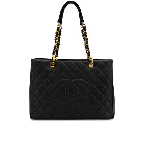 CHANEL GST TOTE BAG BLACK CAVIAR SKIN GOLD HARDWARE 90326723