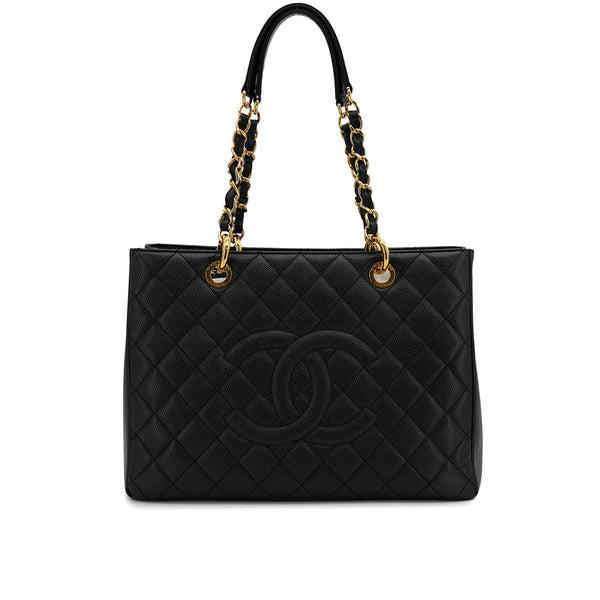 CHANEL GST TOTE BAG BLACK CAVIAR SKIN GOLD HARDWARE 90326723