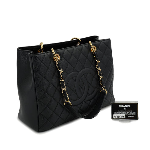 CHANEL GST TOTE BAG BLACK CAVIAR SKIN GOLD HARDWARE 90326723