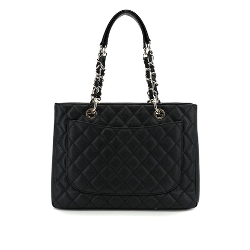 CHANEL GST TOTE BAG BLACK CAVIAR SKIN SILVER HARDWARE 90326860
