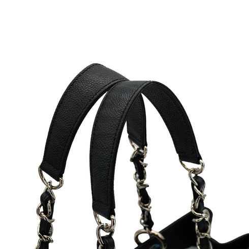 CHANEL GST TOTE BAG BLACK CAVIAR SKIN SILVER HARDWARE 90326860