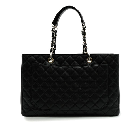 CHANEL GST XL BIG COCO TOTE BAG BLACK CAVIAR SKIN SILVER HARDWARE 90346674