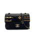 CHANEL HAIR PIN MOTIF CHAIN SHOULDER BAG BLACK LEATHER SILVER GOLD HARDWARE 90323976