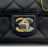 CHANEL HAIR PIN MOTIF CHAIN SHOULDER BAG BLACK LEATHER SILVER GOLD HARDWARE 90323976