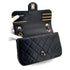 CHANEL HAIR PIN MOTIF CHAIN SHOULDER BAG BLACK LEATHER SILVER GOLD HARDWARE 90323976