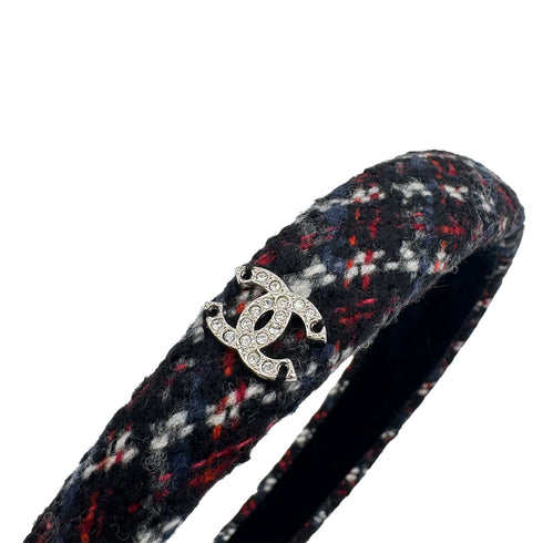 CHANEL HEADBAND COCOMARK RHINESTONE MULTICOLOR TWEED HAIR ACCESSORY 90321034