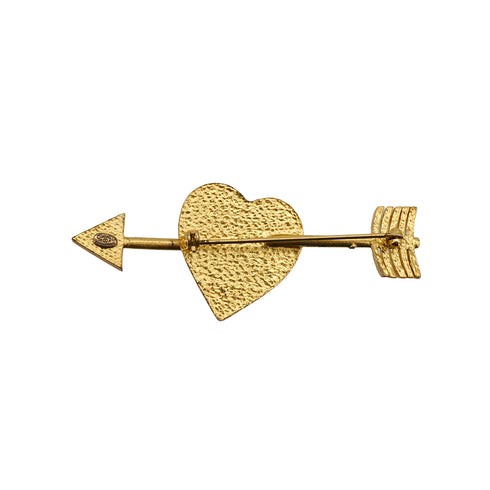 CHANEL HEART ARROW LOGO RHINESTONE BROOCH PINK GOLD ACCESSORY 02P 90335770